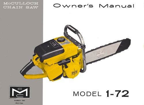 Product picture McCulloch 1-72 Chain Saw Owners & Operators Manual 
