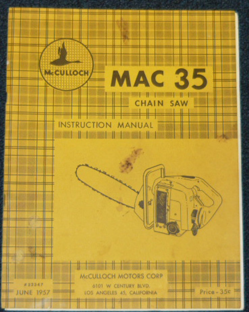 Product picture McCulloch MAC 35 Chain Saw Owners & Operators Manual 