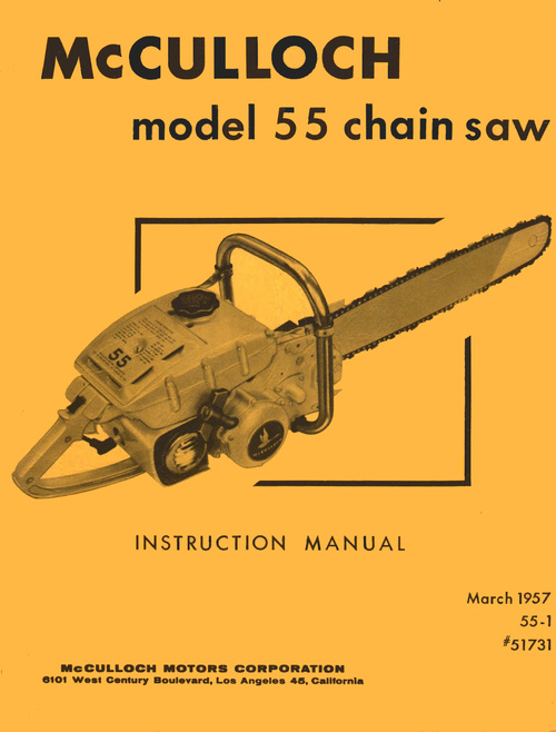 Product picture McCulloch 55 Chain Saw Owners & Operators Manual 
