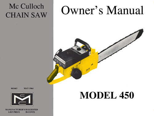 Product picture McCulloch 450 Chain Saw Owners & Operators Manual 